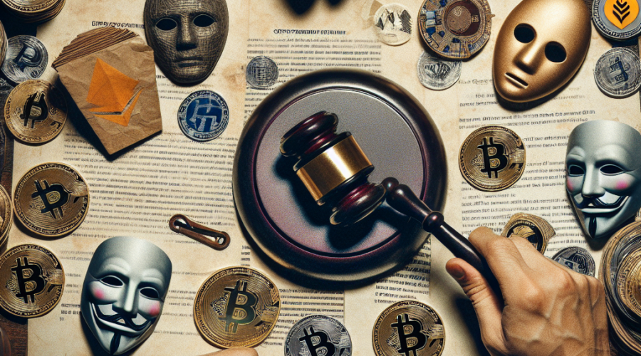 "Gary Wang, FTX Co-founder, presented in courtroom facing charges amidst the chaos in the cryptocurrency world- top view image featuring a gavel, Bitcoin and Ethereum tokens on court desk, scattered official documents of FTX, Alameda Research & Binance lawsuits for authentic visualization".