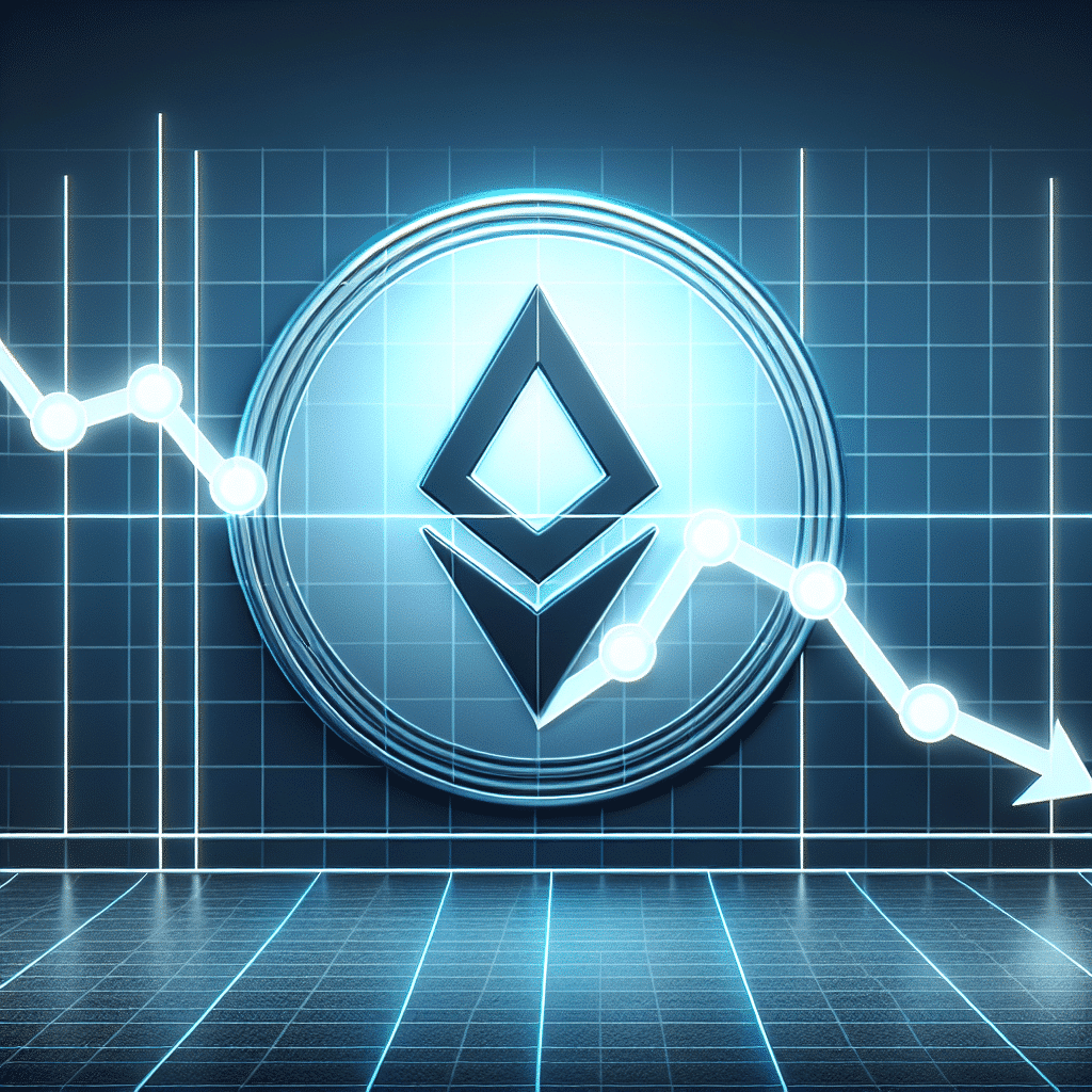 "Algorand cryptocurrency logo depicted on a downward trending graph with potential signs of recovery towards the end, illustrating recent market trends - Perfect size for a WordPress blog post (1200 x 628 px)."