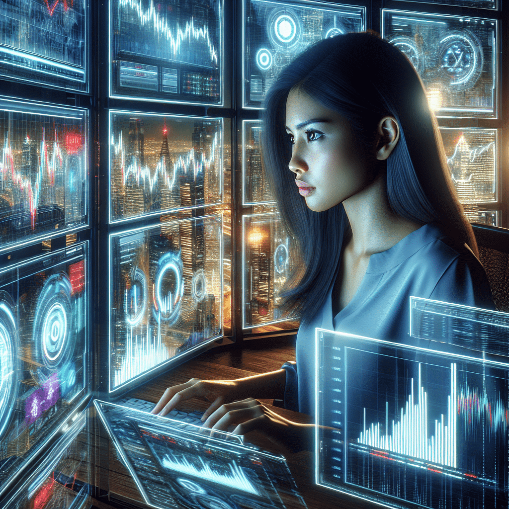 Trader receiving cryptocurrency signals on a digital platform with graphs and indicators.