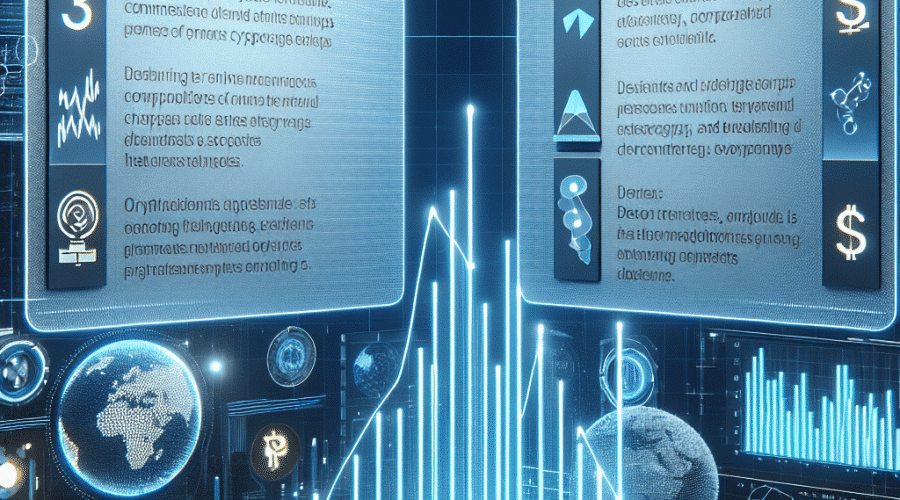 Illustration of pros and cons lists with digital charts and cryptocurrency signals, signifying balanced trading strategies.