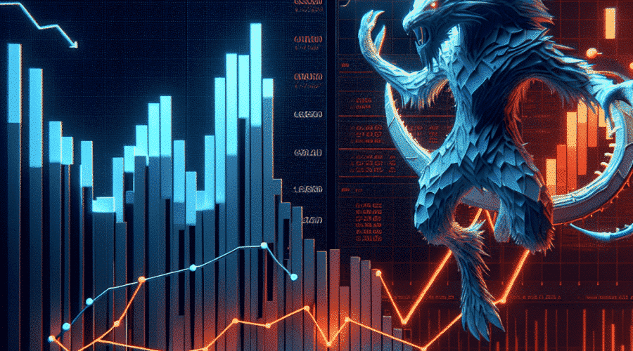 "SEO Alt-text: A 1200x628px image displaying a side-by-side comparison of a dark blue #000D43 plummeting Pi Coin graph and a rising orange #FF9811 Yeti Ouro graph, set against a midnight blue #021B88 gaming platform backdrop suggestive of Yeti Go game. Enhanced with a 3D graphic Yeti character embodying Yeti Ouro. Top-lined with the headline 'Pi Network's Decline Leads Investors to Yeti Ouro's High-ROI Presale', encapsulating the brand's aesthetics."