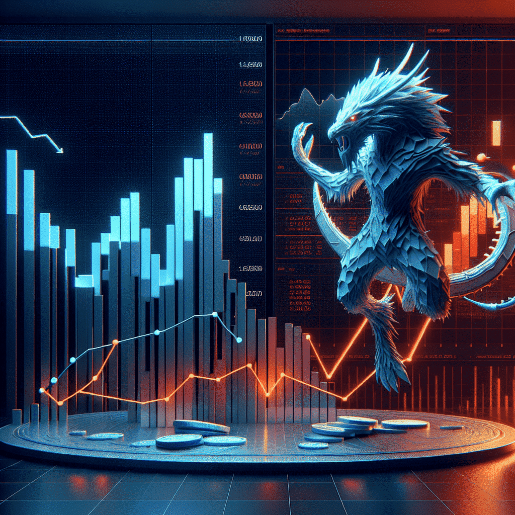 "SEO Alt-text: A 1200x628px image displaying a side-by-side comparison of a dark blue #000D43 plummeting Pi Coin graph and a rising orange #FF9811 Yeti Ouro graph, set against a midnight blue #021B88 gaming platform backdrop suggestive of Yeti Go game. Enhanced with a 3D graphic Yeti character embodying Yeti Ouro. Top-lined with the headline 'Pi Network's Decline Leads Investors to Yeti Ouro's High-ROI Presale', encapsulating the brand's aesthetics."