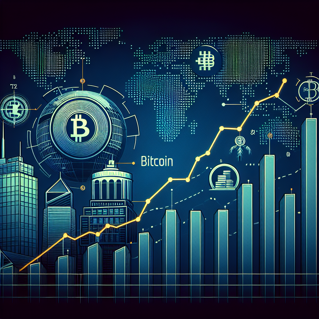 "SEO Alt-text: Bitcoin price projection infographic chart with an upward forecast to $200,000 by 2025, showcased against a cityscape of international bank buildings and corporations representing institutional interest. Includes Bitwise Bitcoin ETF icon and a distinctive 'supply shock' line graph in orange. Features a faint Bitcoin logo set within a dark blue background and midnight blue Bitwise Bitcoin ETF icon and architectural outlines. Image dimensions are 1200x628 pixels."