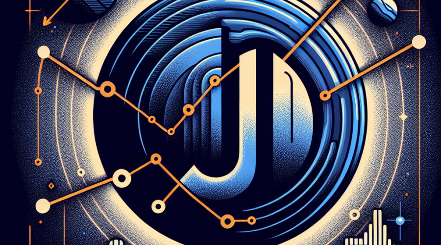 "SEO alt-text: Jupiter logo in midnight and dark blue colours showcasing a 10% price surge of JUP token, depicted by an ascending orange line graph. Text '#JUP surge following Jupiter Lend announcement' in orange overlays the graph. The background subtly features elements from Solana blockchain and a stylized rendition of lending protocol, all designed in a 1200x628 pixel dimension."