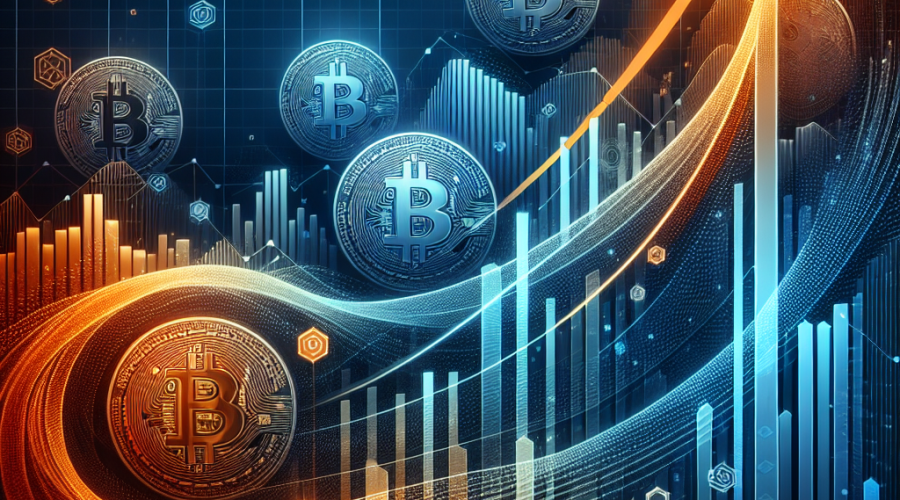 "Abstract image featuring a rising graph symbolizing Bitcoin's corporate adoption increase, highlighted in vibrant brand color orange (#FF9811) against a dark blue (#000D43) backdrop. Prominently spotlighted are Strategy and Semler Scientific logos, with subtle gradients of midnight blue (#021B88) adding depth. Design is 1200 x 628 pixels."