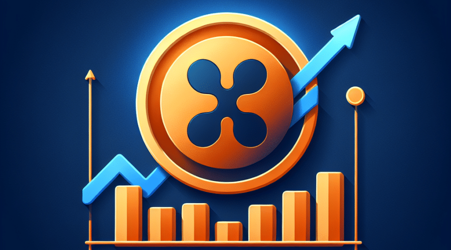 "SEO-friendly alt text: Bullish Illustration of XRP Cryptocurrency Coin Encircled by an Orange Growth Chart Against a Dark Blue Background, Suggestively Targeting a Robust Price of $3.40, Expressing Optimistic Sentiment in Cryptocurrency Market, Consistently Coloured in Brand's Scheme with Midnight Blue Details, Perfectly Fitted in a 1200x628 pixel Image."