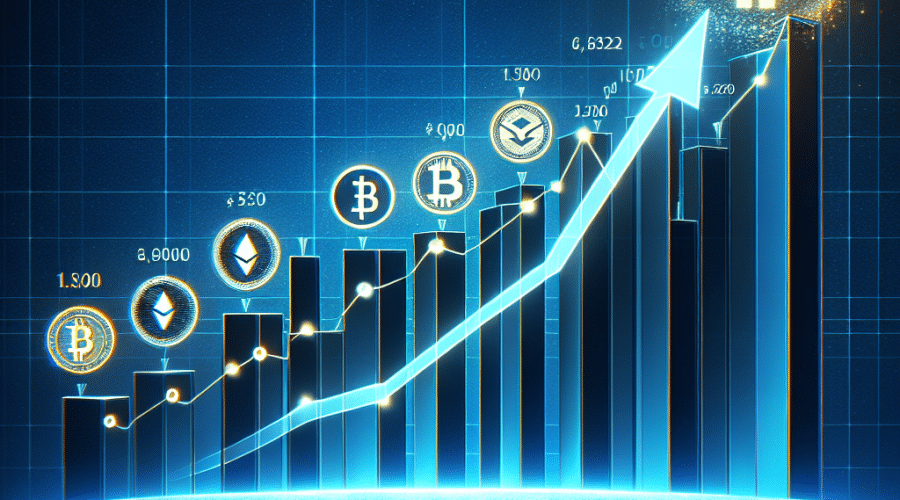 "Rising line graph illustrating Bitcoin's record high price surge against a midnight blue background, with sparkling Bitcoin symbol and ascending logos of prominent crypto firms such as Strategy, Coinbase Global, MARA Holdings, and Riot Platforms, overlaid with a semi-transparent dark blue layer, emphasizing the positive shift in regulatory environment and investor risk appetite, all highlighted in brand-specific orange color. Image dimensions are 1200x628 pixels."