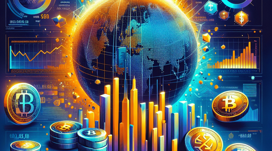 "Abstract digital artwork visualizing LGHL Lion Group Holding's impactful $600 million crypto treasury investment in Hyperliquid, Solana, and Sui tokens - showcasing Singapore globe, cryptocurrency coins and uplifting NASDAQ trend. This vibrant piece underscores big industry move in the crypto realm on a dynamic midnight blue gradient backdrop with orange highlights, embodying the company's forward-thinking ethos."