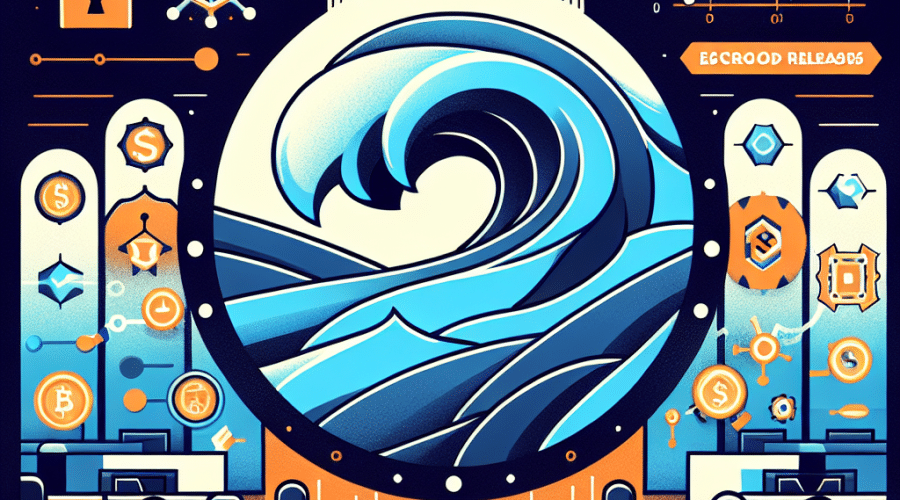 "SEO-friendly alt-text: An illustrative representation of Ripple's escrow account security featuring the Ripple logo, a lock and shield icon to underscore their robust security mechanisms. A U.S. government building image symbolizes governmental impact and involvement, while various technical elements encapsulate tokens and institutional transfers. An incorporation of a line chart signifies timely releases and monthly allocations of 1 billion tokens. All elements are immersed in Ripple's brand colours - Orange (#FF9811), Dark Blue (#000D43), and Midnight Blue (#021B88), against a backdrop of a courtroom denoting legal undertakings. Appropriate for 1200 x 628 pixels."
