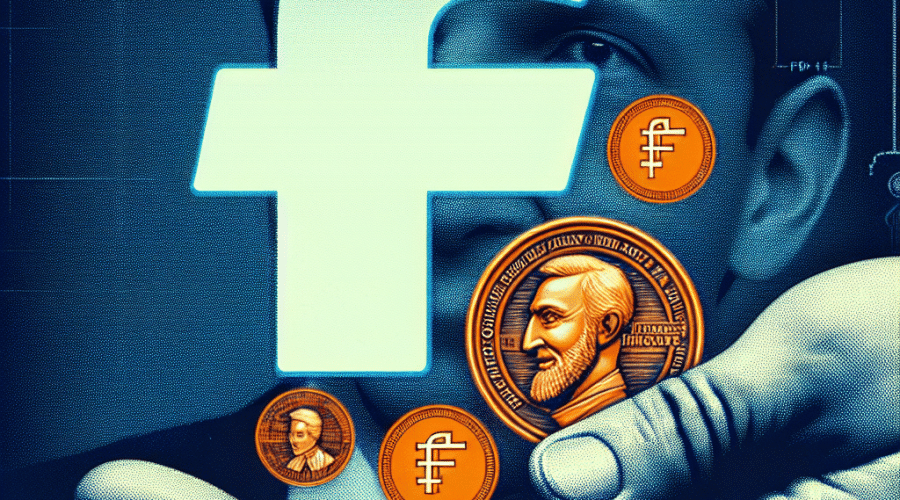 "Digital illustration of the TikTok logo in midnight blue, an orange dollar sign, and a faint image of Congressman Brad Sherman in the background, with 'TRUMP' memecoins being exchanged, abruptly stamped with a 'FALSE' mark. The specific bold text 'TikTok Denies $300M Trump Memecoin Purchase Allegations' in dark blue serves as the image's title."