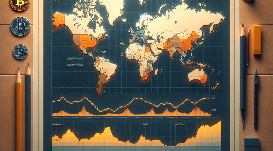 "SEO-optimized visual representation of Bitcoin's value trajectory featuring its surge to an all-time high of 2,000, a 20% increase within 2025, and a temporary downturn in June. The 1200x628 pixel image, colored in tones of Orange (#FF9811) to signify peaks, Dark Blue (#000D43) for lows, and Midnight Blue (#021B88) for the foundational chart, is superimposed on a minimalist world map denoting Bitcoin's global impact. Inclusion of the Bitcoin logo reaffirms the image's theme. The 2025 edition indicates future prospects and symbolizes Bitcoin's potential acceptance as a global reserve asset."