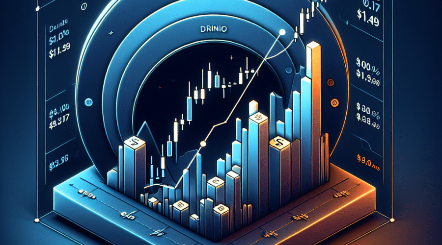 "SEO Alt-Text: Cardano cryptocurrency growth chart illustrates an upward trend, highlighting a key resistance point at $1.19, strong support at $0.49. The gradient background shifts from Midnight Blue #021B88 to Dark Blue #000D43, with the text 'Cardano Targets $1.19' in white and Orange #FF9811 accents. Image size is 1200 x 628 pixel."