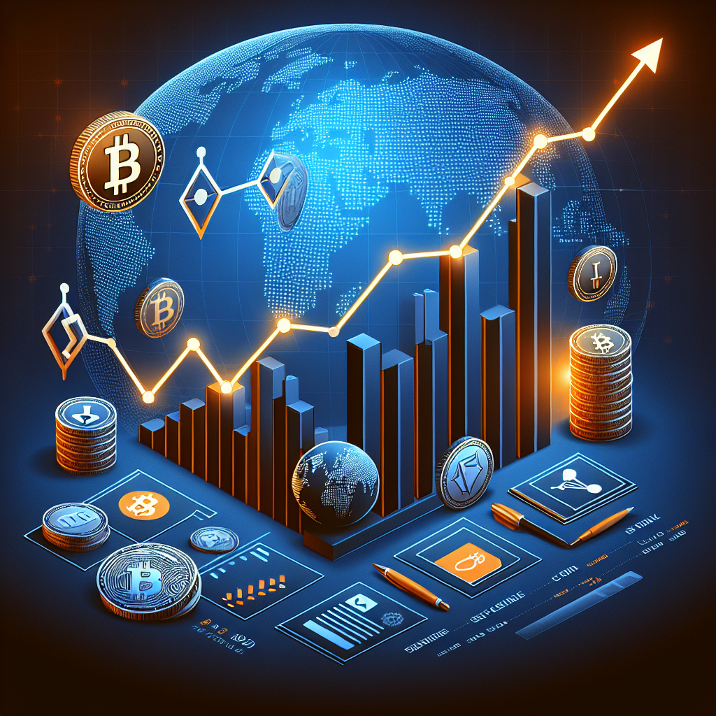 "SEO-friendly alt-text: Infographic illustrating the trend in the crypto market with a decreasing Bitcoin value, rising stablecoin adoption, new US crypto laws, and the rise in tokenized assets depicted through Bitcoin and stablecoin icons, an upward trending graph, a legal document image, and tokenized assets on a globe, all in a professional layout using the brand colors Orange, Dark Blue, and Midnight Blue, and sized 1200 x 628 pixels."