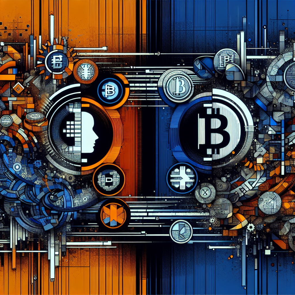 "JD.com and Ant Group executives engaging with People's Bank of China representatives on a concept of Chinese Yuan-backed stablecoins against a digital backdrop of global currencies, predominantly the US dollar. Key features include a fusion of company logos, reminders of Chinese heritage, and a futuristic digital currency scene all rendered in brand-specific Orange (#FF9811), Dark Blue (#000D43), and Midnight Blue (#021B88). Image size is 1200 x 628 pixels."