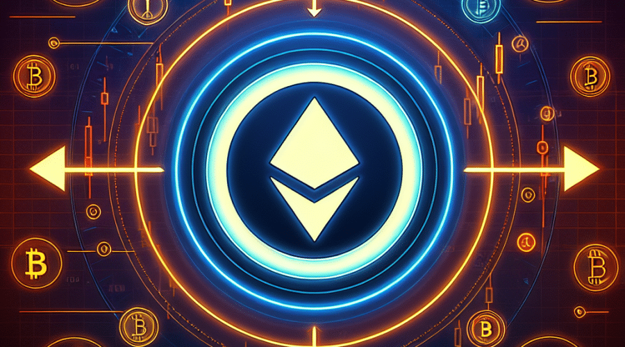 "Vibrant midnight blue background featuring the MEXC logo in the center, surrounded by various US stock pair symbols such as COIN, HOOD, NVDA, AAPL, AMZN, GOOGL, META, TSLA, MCD. A broad, semi-transparent orange arrow, symbolizing stock trading charts, runs from the bottom left to top right. The image is capped with the neon text 'MEXC Stock Futures Launch: Bridging Crypto with Traditional Markets' in dark blue."