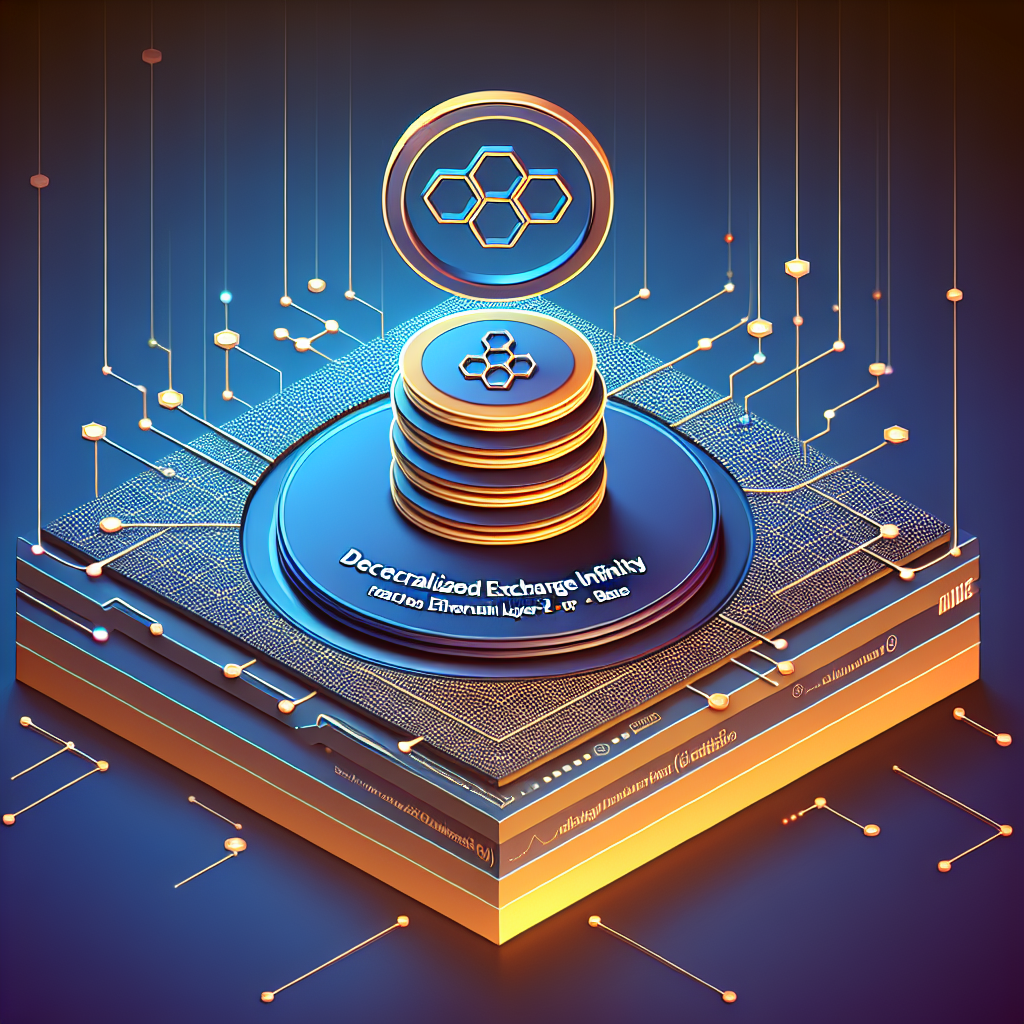 "3D PancakeSwap Infinity logo over Coinbase's Base network silhouette, highlighting its integration into Ethereum layer-2 network, with a gradient background of Orange and Dark Blue representing growth and integration, and digital elements signifying decentralized exchange network."