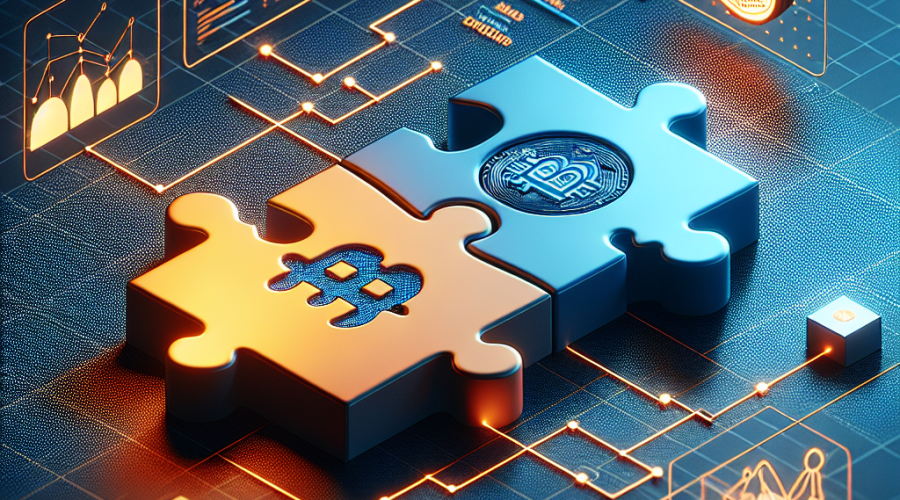 "3D puzzle pieces with Pump.Fun and Kolscan logos merged on a Solana Blockchain designed background. Dominated by brand's Orange #FF9811 and Dark Blue #000D43 with added touches of Midnight Blue #021B88. Subtle layer of crypto trading analytics illustrates Kolscan's wallet tracking services. 'Pump.Fun Acquires Kolscan: Revolutionizing Onchain Trading' text symbolizing the merger's impact. Image size 1200 x 628 pixels."