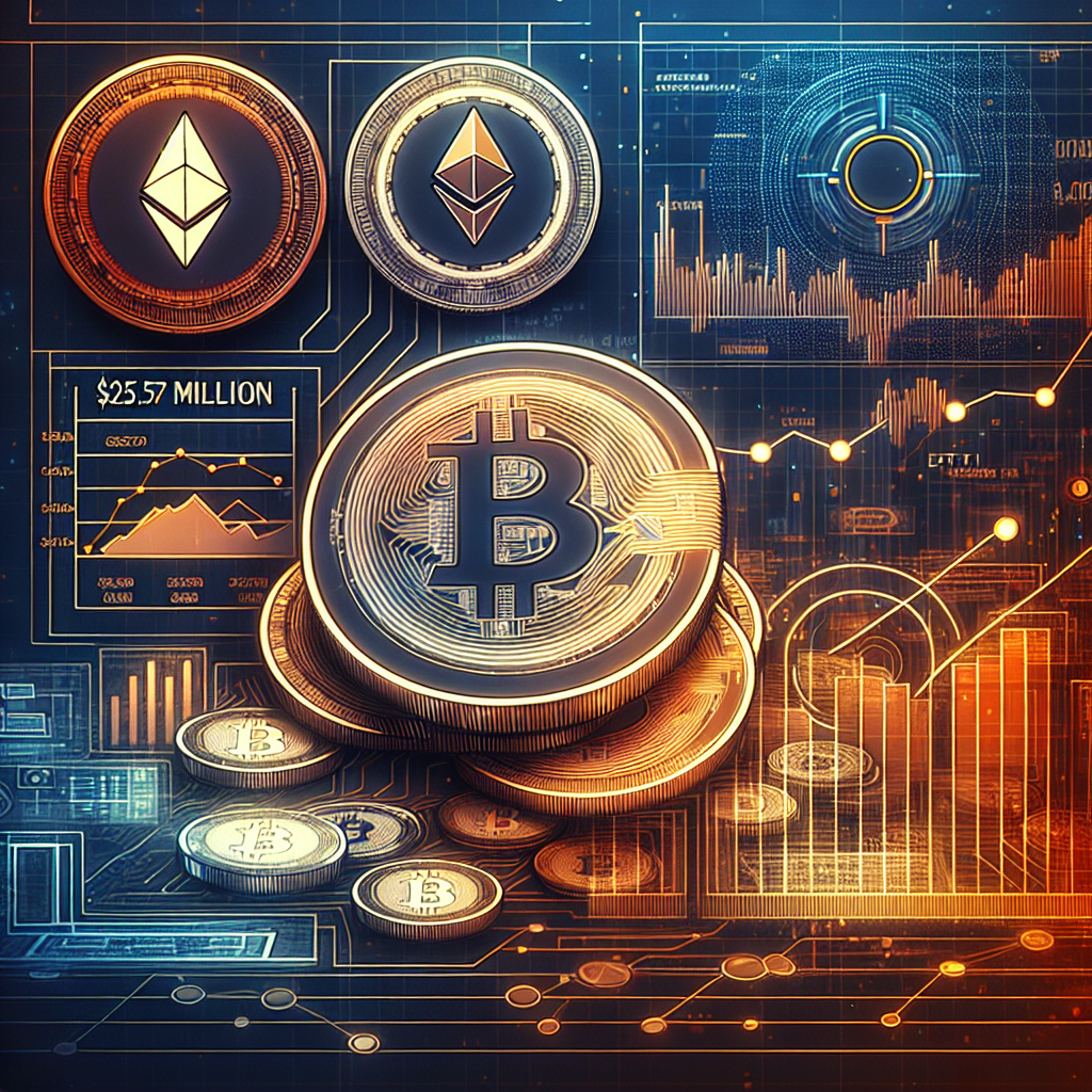 "Digital illustration of Ethereum coins overlaid with the SBET logo on a background of subtle growth chart. Notable figures like .7 million and 10,000 ETH are included, showcasing the potential for significant investment returns. Brand colors of orange, dark blue and midnight blue create visual depth and contrast. A small, standout representation of a computer indicates the tech-driven nature of cryptocurrency. The Ethereum Foundation logo features prominently at the bottom, symbolizing the organization's support and recognition. Overall, the image illustrates the concept of cryptocurrency investment and growth."