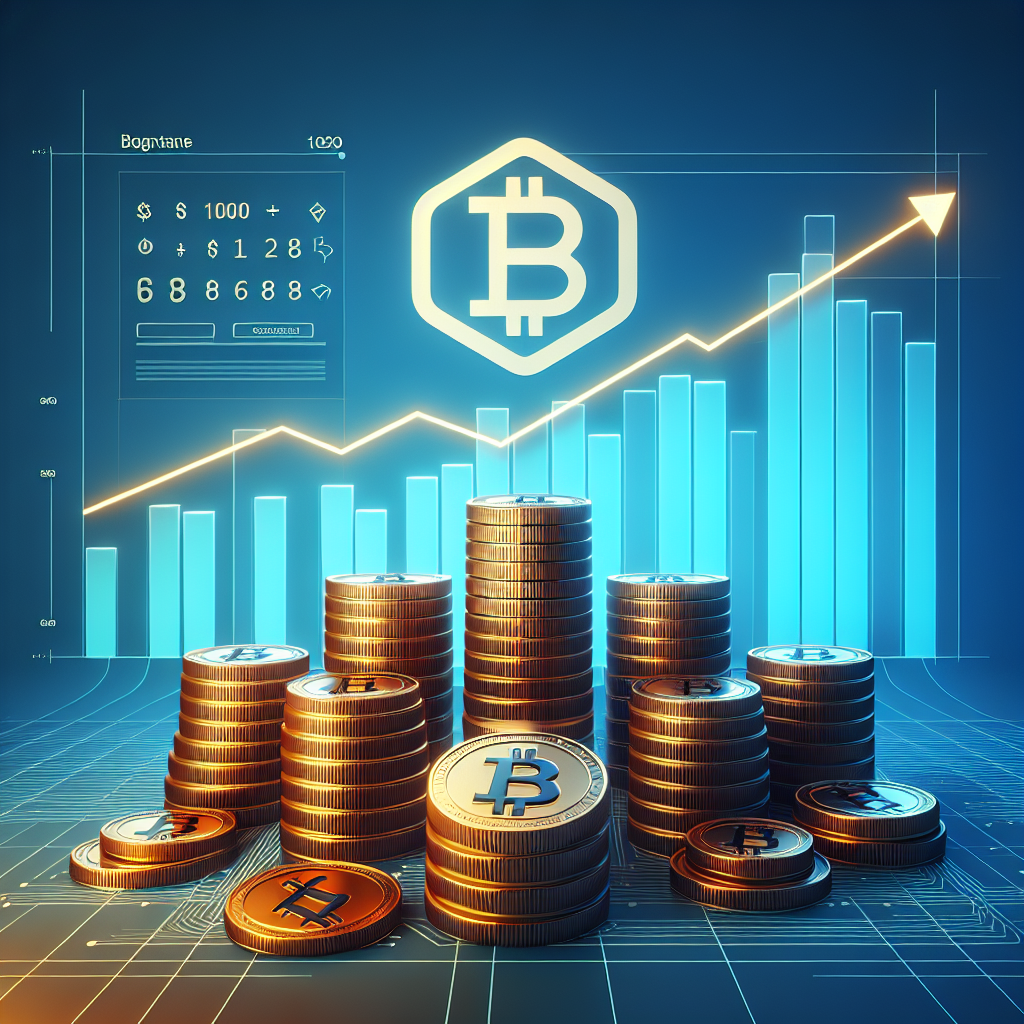 "Large heap of gleaming Bitcoin coins featuring Strategy Company logo, against a gradient background transitioning from Dark Blue to Orange, accompanied by a minimalist rising line-graph representing Bitcoin's increasing value, image dimension of 1200 x 628 pixels."