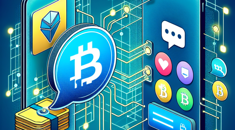 "Telegram logo and TON Wallet icon merging together, emerging from a smartphone screen, surrounded by a variety of TON ecosystem applications in vibrant brand colors, along with subtle blockchain-related illustrations, representing digital wallet integration in the Telegram application."
