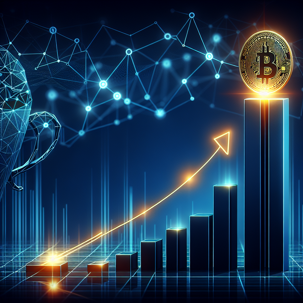 "SEO alt-text: Dark blue graph chart showing the bull run of XRP price against a network nod background, featuring an orange XRP symbol at the peak, a cup and handle pattern in the bottom right corner, and a midnight blue 'XRP Price Surge' header with 'Future Projections at .27' as a subheading, representing Ripple's calculated rise in the market."