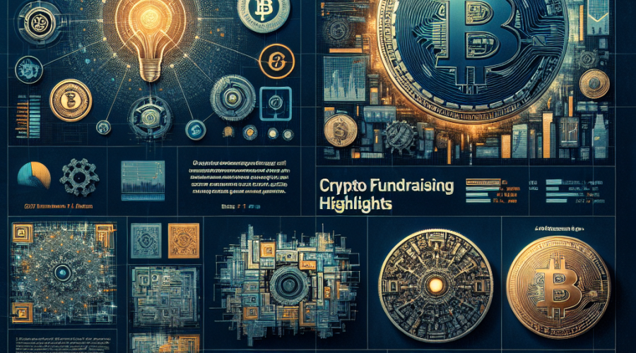 "A collage image showcasing cryptocurrency logos including Verb Technology, Ripple, Satsuma Technology Plc, Rail, Bit2Me, OpenMind, MANTRA alongside AI gears and currency symbols. The image is themed 'Weekly Crypto Funding Highlights' written in dark blue(#000D43) and acknowledges '.46 Billion raised in Major Crypto Projects' in a standout orange(#FF9811) hue. A azure footer notes 'Crypto Fundraising Week: Aug 3-9'".
