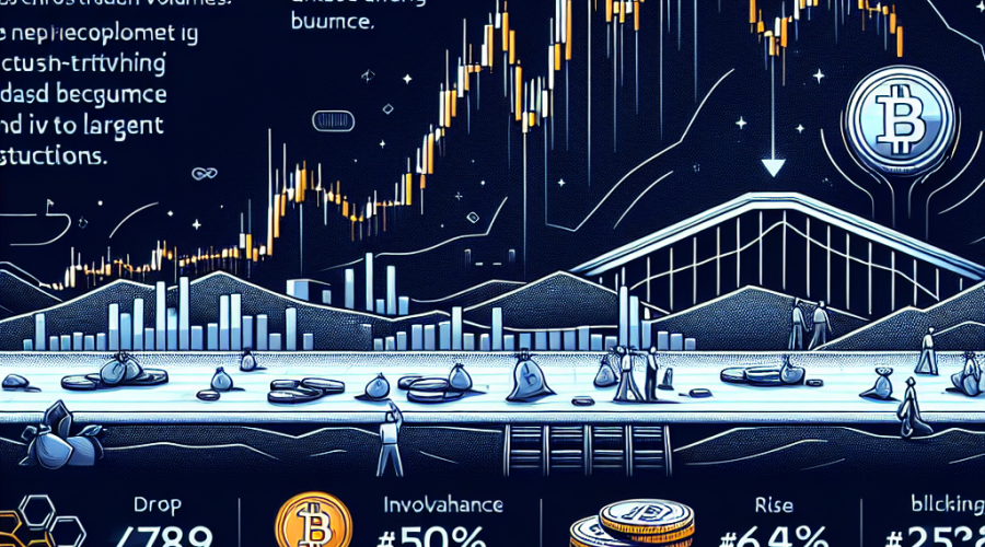 "SEO optimized graphical representation of Filecoin's 24-hour price volatility showing a mid-session decline and subsequent 5% recovery bounce with high trading volumes, suggesting institutional participation. Illustration includes a symbolic bridge depicting the Avalanche C-Chain and Filecoin's data link in minimalistic, sophisticated design featuring brand colors Orange (#FF9811), Dark Blue (#000D43), and Midnight Blue (#021B88)."