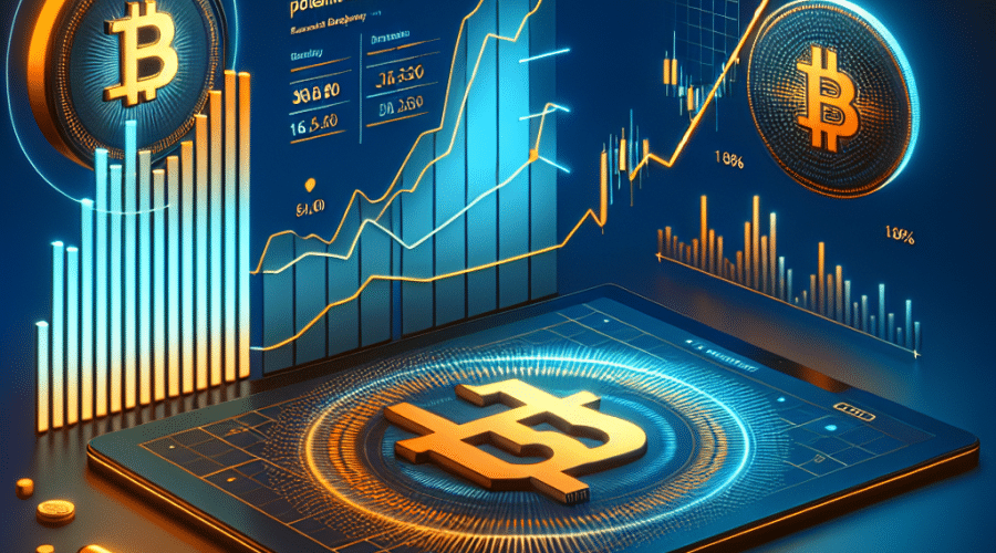 "MicroCloud Hologram logo featured against Bitcoin symbol on a midnight blue backdrop with an underlying bar graph displaying the company's static stock trajectory and line graph in brand colours forecasting the bull market for Bitcoin, intertwined with the text 'MicroCloud Hologram: A Potential Short Squeeze Ahead?' suggesting an imminent stock price surge. Image dimensions 1200 x 628 pixels."