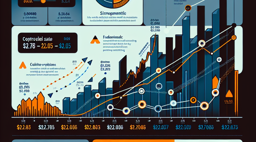 "SEO alt-text: Line graph representing pricing volatility in NEAR Protocol with notable downward spike indicating 20-million-token institutional sell-off and upward adjustment to .83. Concurrent infographic illustrates the robust user base of 16 million. Upward arrows highlight key institutional buying. The image uses brand colors - Orange (#FF9811), Dark Blue (#000D43), and Midnight Blue (#021B88)."