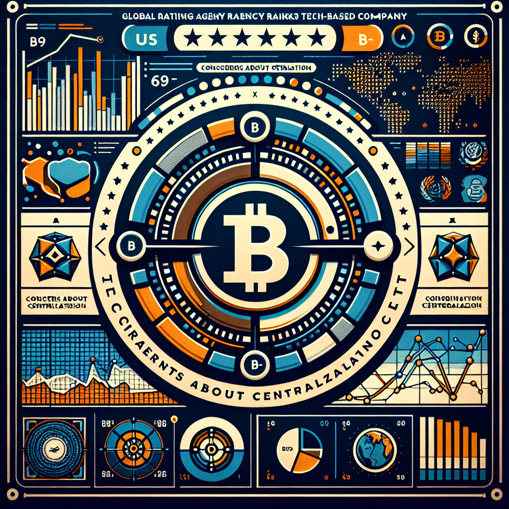 "Sky Protocol, S&P Global logos along with a B- rating badge in Dark Blue, charts indicating Sky's USDS Stablecoin valuation, global market symbols in Orange and Midnight Blue accents, and overlaying bold texts 'S&P Global Rates Sky Protocol B-' and 'Centralization Concerns Cited' on a clean, simple layout of 1200 x 628 pixels."