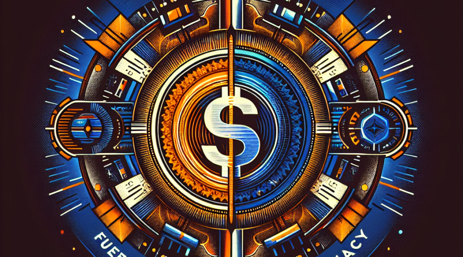 "Stylized illustration of a U.S. dollar bill morphing into a luminous digital stablecoin, presented in BlackRock brand's striking orange and dark blue hues with midnight blue accents. The image, bearing the title 'Stablecoins: Fueling U.S. Dollar Dominance' in bold, contemporary typography, subtly features the BlackRock logo in the top right corner. This dynamic, tech-influenced image symbolizes an advancing financial landscape driven by cryptocurrency."
