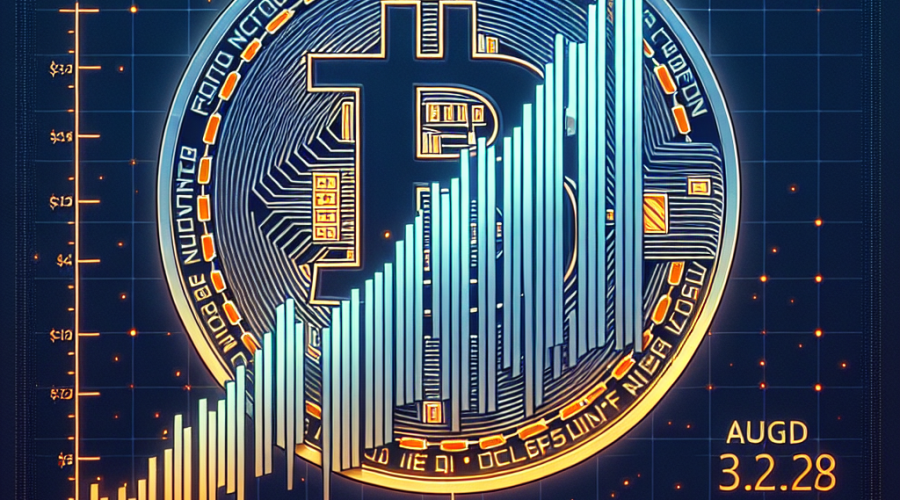 "SEO optimized alt-text: Tron/TRX coin graph with fluctuating price between $0.34 and $0.36, network background demonstrating fee reduction impact, date of fee cut (August 29) subtly outlined on a calendar, aesthetic mix of orange and shades of blue, with words 'TRON Historic Fee Cut' prominently incorporated."