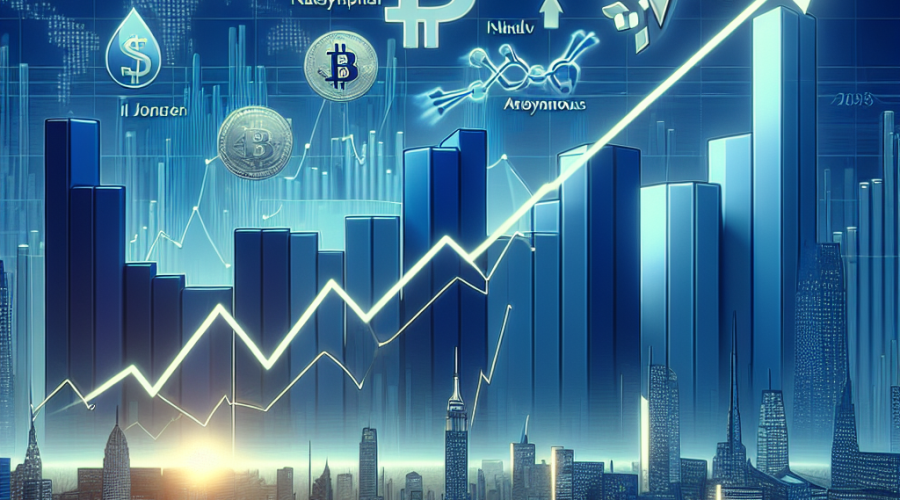 "SEO alt-text: Bullish Wall Street market scene image; rising graphs symbolising growth of S&P 500, Nasdaq, Dow Jones; recognizable backdrop of tech companies Meta, Advanced Micro Devices; top altcoins Bitcoin, Ethereum in foreground; use of brand colours Orange, Dark Blue, Midnight blue; addition of Federal Reserve, China-US trade relations symbols; size 1200x628."