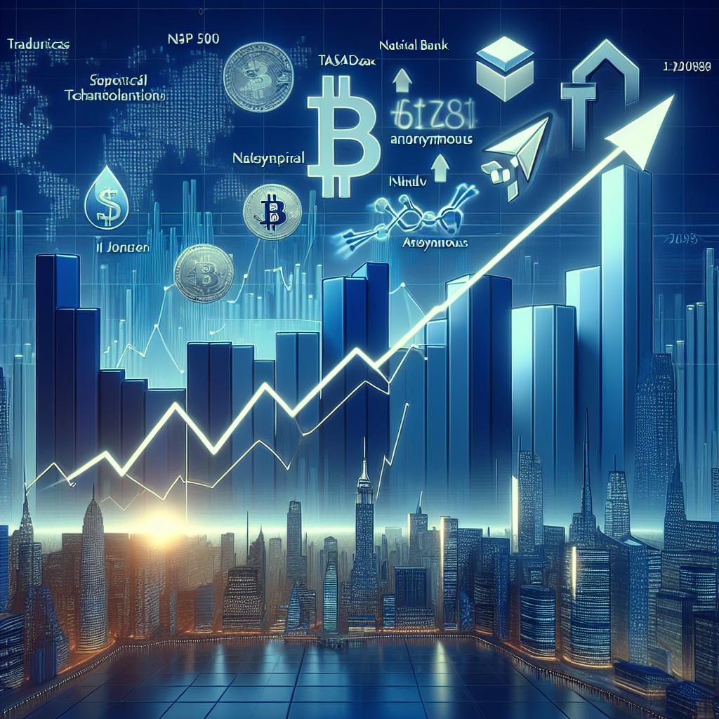 "SEO alt-text: Bullish Wall Street market scene image; rising graphs symbolising growth of S&P 500, Nasdaq, Dow Jones; recognizable backdrop of tech companies Meta, Advanced Micro Devices; top altcoins Bitcoin, Ethereum in foreground; use of brand colours Orange, Dark Blue, Midnight blue; addition of Federal Reserve, China-US trade relations symbols; size 1200x628."