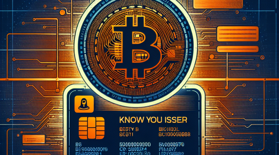 "Bluprynt's logo brightly positioned on an intricate, cryptographically-themed digital background in midnight blue (#021B88) and dark blue (#000D43). An orange-hued stablecoin (#FF9811) and an identity card, symbolizing 'Know Your Issuer' verification, augment the image. Perfectly fits the size of 1200 x 628 px for enhanced SEO."