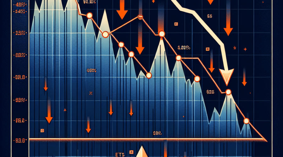 "SEO alt-text: Visual depiction of Ethereum price decline against dark blue backdrop with a support line marked at 00. Highlighted outflow of funds from Ethereum ETFs using red arrows. Heading 'Ethereum Price Crash & ETF Outflows' overlay against semi-transparent midnight blue. All lines and arrows in our brand's signature orange for contrast. Image size is 1200x628 pixels."