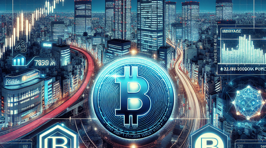 "1200x628 px image showcasing Metaplanet, a Japanese Bitcoin treasury company against a nighttime Tokyo skyline, prominent company logo, a graph illustrating stock value surge in yen and BTC, and Nakamoto Holdings' logo with '-million committed purchase' tagline. Image features a blend of physical and digital symbolic elements representing Metaplanet's bitcoin holdings, in line with the professional aesthetic of our website and brand color scheme."