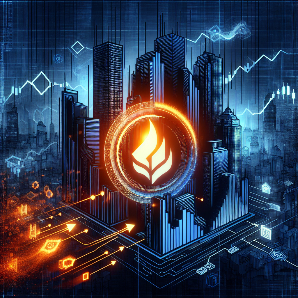 "Graphical depiction of the Nasdaq logo presenting tokenized stocks to a traditional Wall Street setting in midnight blue, with a vibrant orange blockchain platform bridging the gap; SEC, DTCC and other institutions subtly integrated in the background, using varying shades of blue to keep brand consistency."