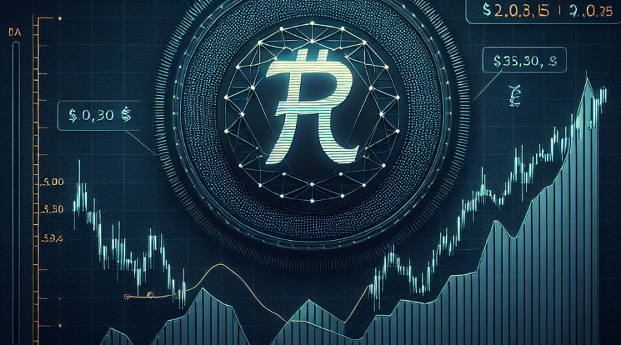 "Pi Coin logo on a dark blue background with a graph illustrating price changes and key prices in midnight blue text, with bold orange 'Pi Coin Price Predictions' at the top, and 'Current Market Scenario and Future Prospects' written subtly in white at the bottom right for SEO optimization."