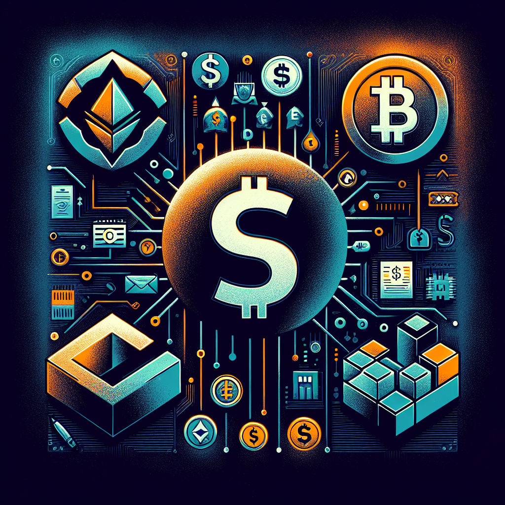 "Abstract digital collage featuring artistic representation of Ripple and Securitize partnership, displays Ripple USD stablecoin symbol and real-world assets signifying tokenization, alongside visual elements of BlackRock and VanEck tokenized funds integrated within a smart contract depiction. Ripple logo in brand-orange colour and Securitize logo prominent; bridged by a neon line showcasing the unison. Background has a midnight-blue hue highlighting tokenized funds in dark-blue tone."