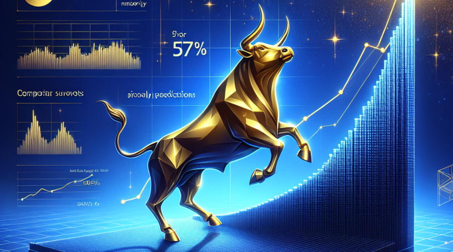 "Golden bull running upwards on blue graph symbolizing Solana token value increase against a midnight blue to bright hue sky, with Polymarket poll graphics and Federal Reserve emblem, calendar graphic indicating SOL ETFs approval deadline, and bold 'The Rise of Solana' text."