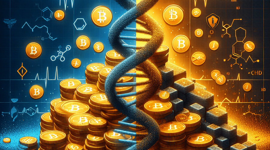 "Bitcoin pile morphing into a DNA strand symbolizing the Strive and Semler merger, with Strive's Bitcoin prominence in Dark Blue and Semler's focus on healthcare diagnostics in Midnight Blue. Bold Orange Overlay text announces '.2 Billion Bitcoin Treasury: Strive & Semler Merge'. Image designed in dimension 1200x628 pixels."