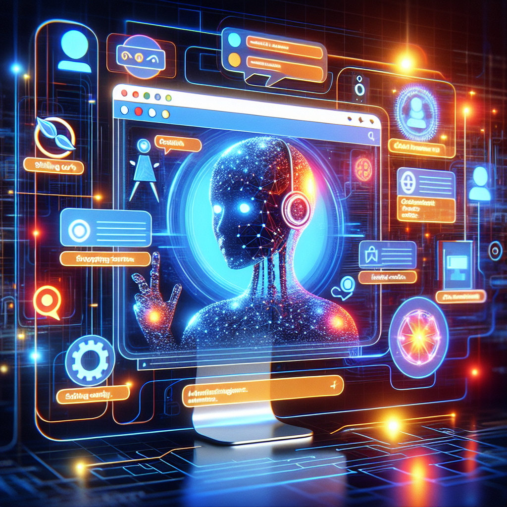 Certainly! Here’s a well-optimized SEO alt-text for your described image prompt: "Futuristic digital illustration of a computer screen infused with AI elements, featuring glowing neural connections and a ChatGPT avatar assisting a user with web searches, form filling, shopping, and scheduling. Floating icons and modern interface overlays incorporate brand gradients of orange (#FF9811), dark blue (#000D43), and midnight blue (#021B88), visually emphasizing automation, security, and seamless human-AI partnership in a sleek, tech-forward environment. Ideal for conveying advanced AI productivity and user control." Let me know if you’d like it tailored further for your specific website or focus keywords!