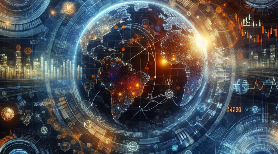 Certainly! Here is an SEO-optimized alt-text for your described image: "Hero image for a financial blog showcasing the fusion of traditional finance and crypto innovation: a high-tech global trading hub with glowing orange (#FF9811) and deep blue digital graphs and market data overlays. Perpetual motion symbols illustrate a seamless 24/7 trading loop circling a luminous world map, blending classic financial icons (stocks, commodities, indices) with futuristic cryptocurrency elements on a sophisticated midnight blue background, evoking energy, trust, and institutional-grade innovation."