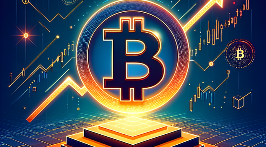 **SEO-Optimized Alt Text:** Sleek digital illustration showing a glowing orange Bitcoin symbol atop a staircase of digital blocks, symbolizing a "staircase rally" amid deep dark blue and midnight blue gradient background; surrounded by icons of ETF inflows, shrinking supply, upward-trending charts, and abstract network lines, highlighting institutional adoption and innovation in cryptocurrency for a finance blog.