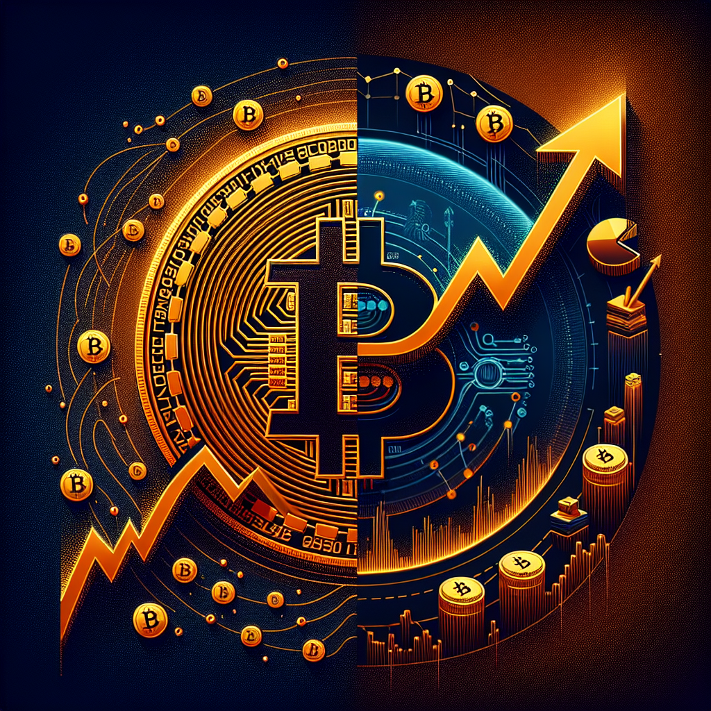 **SEO alt-text:** "Illustration of Bitcoin’s evolution: In a 1200x628 pixel image with a dark blue (#000D43) background, Bitcoin’s golden-orange token stands at the center, bridging a volatile, sharp-edged price chart on the left—with halving icons, dramatic peaks, and early years—towards the right’s calm, stable upward graph integrated with global finance symbols (banks, macroeconomic icons) in midnight blue (#021B88). Vibrant orange (#FF9811) lightning bolts and graph lines highlight transformation, showing Bitcoin maturing from euphoria-driven cycles to institutional, macro-driven stability in a clean, modern style."