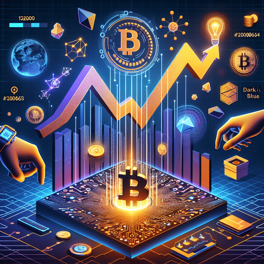 **SEO-Optimized Alt Text:** Sleek modern blog header image (1200x628 pixels) featuring vibrant orange, dark blue, and midnight blue brand colors; dynamic graph shows Bitcoin price surge transforming into rising $LIVE token icons; futuristic AR-enabled digital wearable wristband emits augmented reality effects; treasure vault imagery symbolizes rewards; overlaid with circuit patterns and digital token assets to represent blockchain innovation, investment growth, and gamified real-world participation in the LivLive ($LIVE) project.
