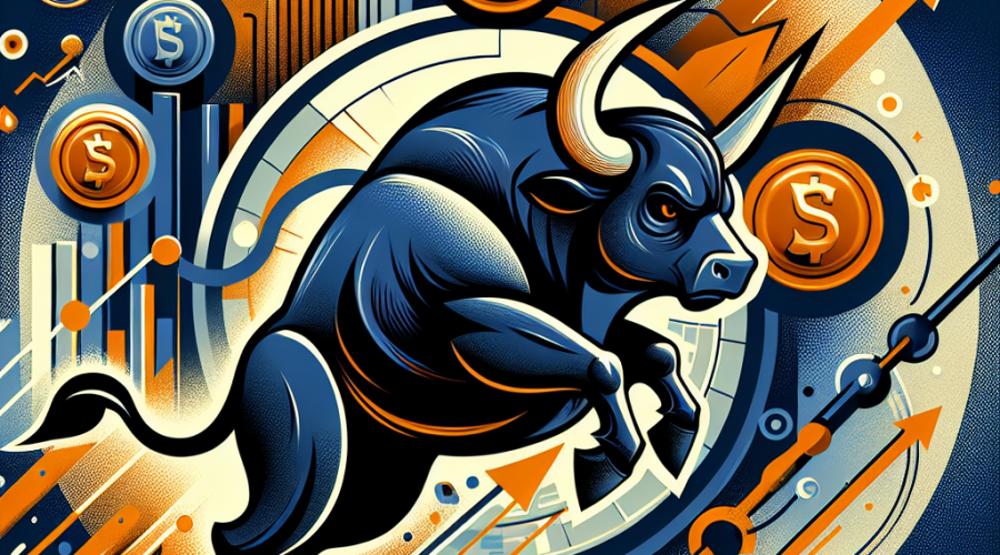 **SEO Alt-text:** Bold modern digital illustration of BullZilla, an energetic bull mascot, charging forward with dynamic motion, set against a backdrop featuring Binance Coin (BNB) and Polkadot chain motifs. The design uses brand colors—vivid orange (#FF9811), dark blue (#000D43), and midnight blue (#021B88)—and includes viral growth elements, excited community visuals, and rising arrow chart graphics to highlight crypto presale mania. Clean, professional style balances meme coin playfulness with top crypto brand seriousness. Perfect for showcasing BullZilla's resilience, innovation, and presale excitement.