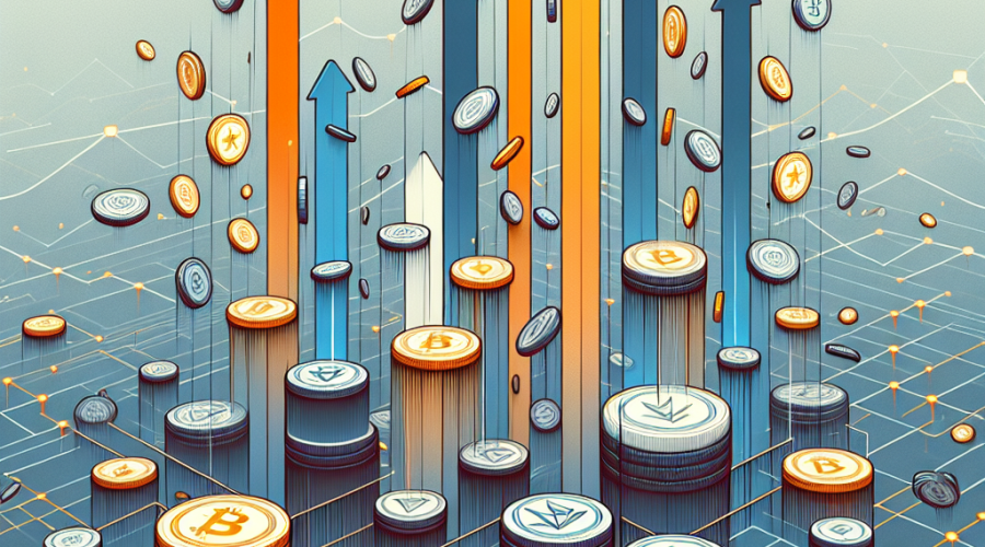 **SEO Optimized Alt-text:** Modern crypto airdrop illustration featuring orange and blue tokens cascading from above, with most fading as they fall, while a select few land on strong interconnected platforms representing thriving blockchain communities; dynamic upward lines and blockchain patterns in the background suggest sustainable growth and engagement, set in a sleek 1200x628 pixel layout for a professional WordPress blog hero image.