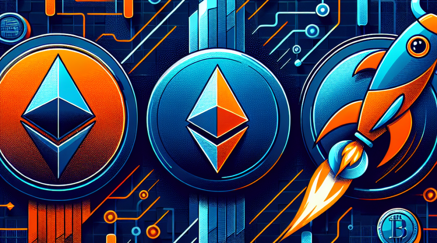 SEO-optimized alt-text for the described image: "Modern fintech blog banner (1200 x 628 px) with bold, energetic design featuring stylized icons of Ethereum (silver/blue diamond), Hedera (tech-inspired H logo), and MoonBull (vibrant orange bull-rocket hybrid launching upward). Icons are centrally arranged and connected by digital network elements on a midnight and dark blue gradient background, accented with brand colors #FF9811, #000D43, #021B88. Subtle blockchain grids and upward-trending arrows evoke crypto momentum and innovation. White/orange modern title reads: 'Crypto Market’s Hottest Picks: MoonBull, Hedera, and Ethereum.' Clean, professional, eye-catching design for fintech blog."
